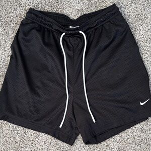 Nike Black Athletic Mesh Shorts with White Drawstring